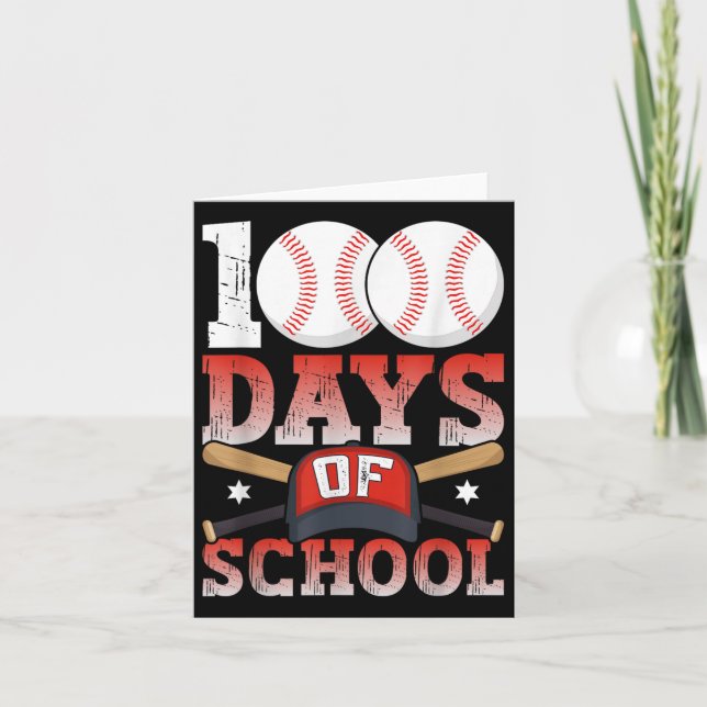 100 Days Of School Baseball 100th Day For Student Card (Front)