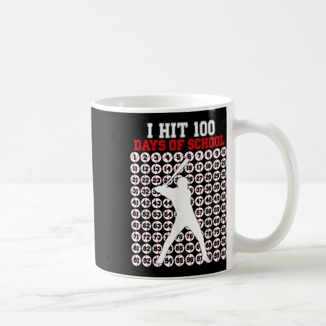 100 Days Of School Baseball 100th Day Of School Coffee Mug (Right)