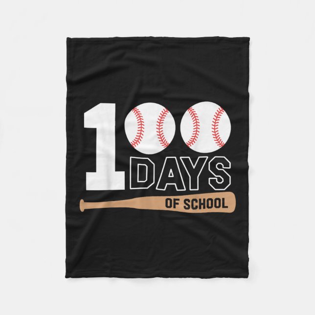 100 Days Of School Baseball 100th Day Of School Fleece Blanket (Front)