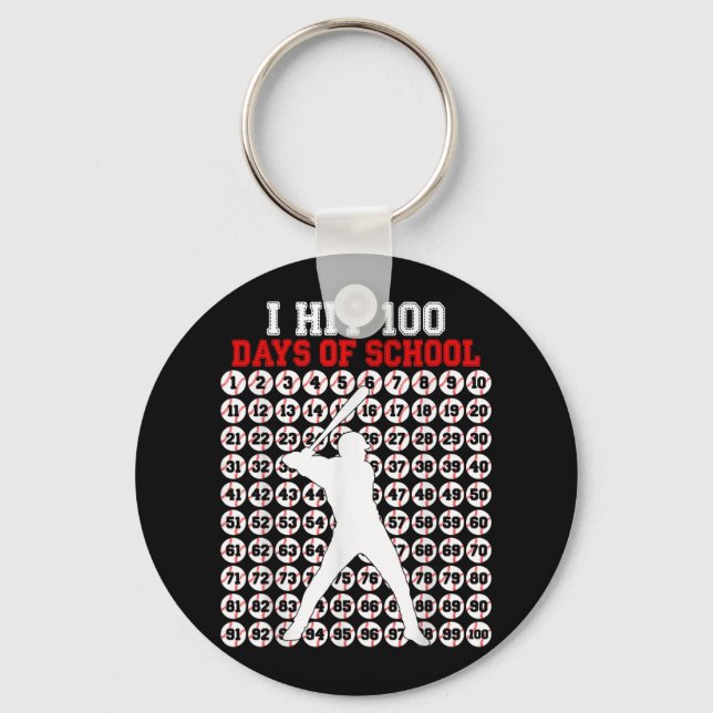 100 Days Of School Baseball 100th Day Of School Keychain (Front)