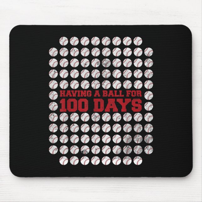 100 Days Of School Baseball 100th Day Of School Mouse Pad (Front)