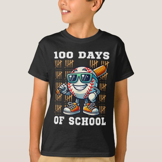 100 Days Of School Baseball 100th Day Of School T-Shirt (Front)
