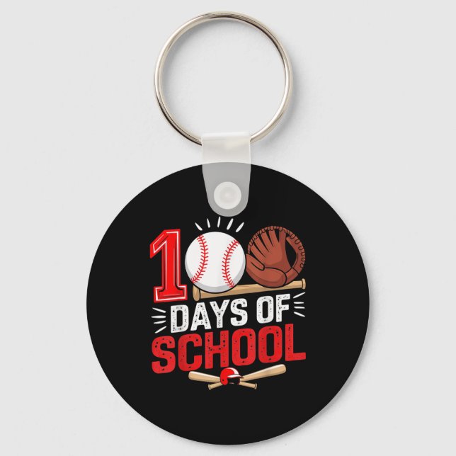 100 Days Of School Baseball 100th Day Student Keychain (Front)