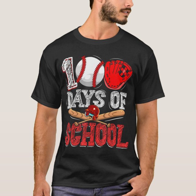 100 Days Of School Baseball 100Th Day Student Kids T-Shirt (Front)