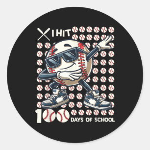 100 Days Of School Baseball Bat 100th Day Of Classic Round Sticker