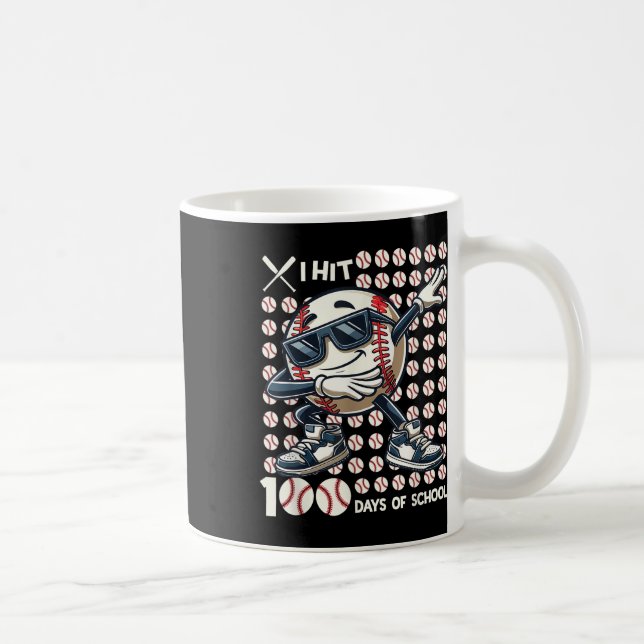 100 Days Of School Baseball Bat 100th Day Of Coffee Mug (Right)