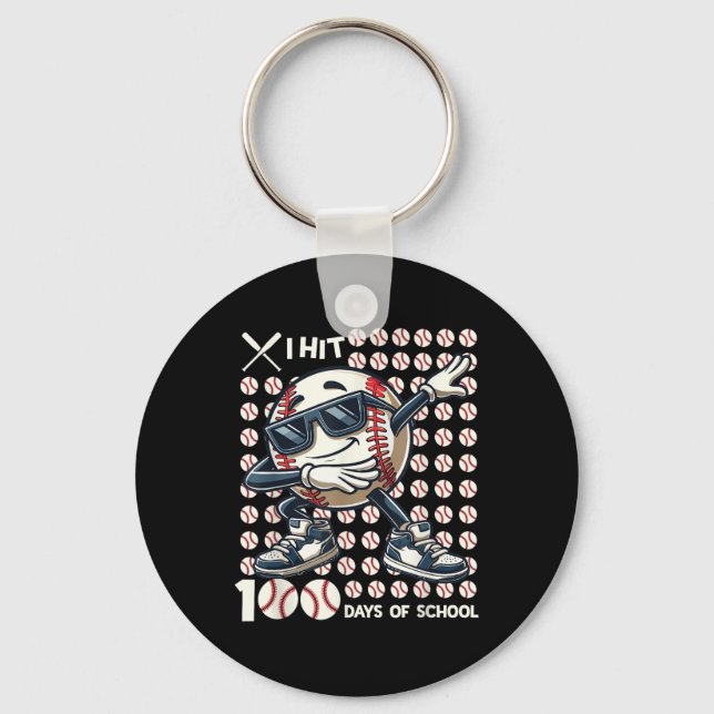 100 Days Of School Baseball Bat 100th Day Of Keychain (Front)