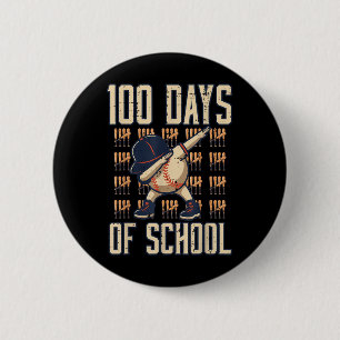 100 Days Of School Baseball Dab 100th Day Boys 2 Inch Round Button
