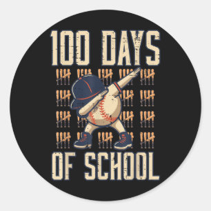 100 Days Of School Baseball Dab 100th Day Boys Classic Round Sticker