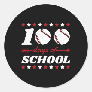 100 Days Of School Baseball Lovers Classic Round Sticker