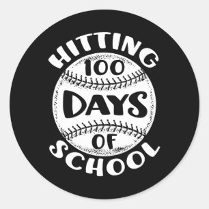 100 Days Of School Baseball Player Teacher Student Classic Round Sticker