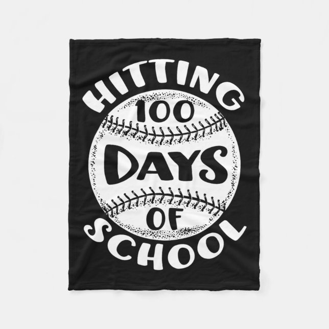 100 Days Of School Baseball Player Teacher Student Fleece Blanket (Front)