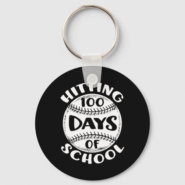 100 Days Of School Baseball Player Teacher Student Keychain (Front)