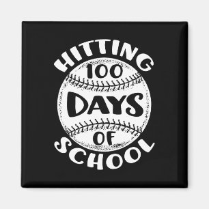 100 Days Of School Baseball Player Teacher Student Magnet