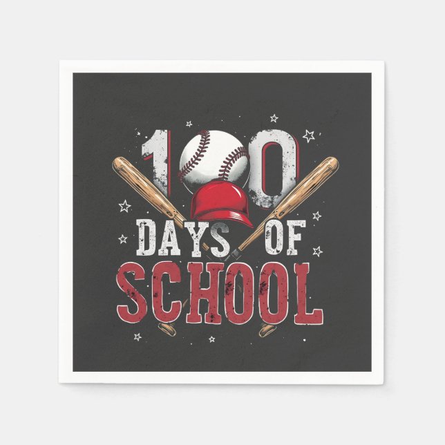 100 Days of School Baseball Sport Lovers  Napkin (Front)