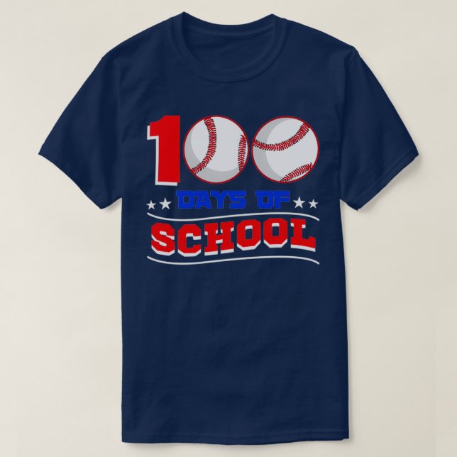 100 days of school baseball teacher 1 T-Shirt (Design Front)