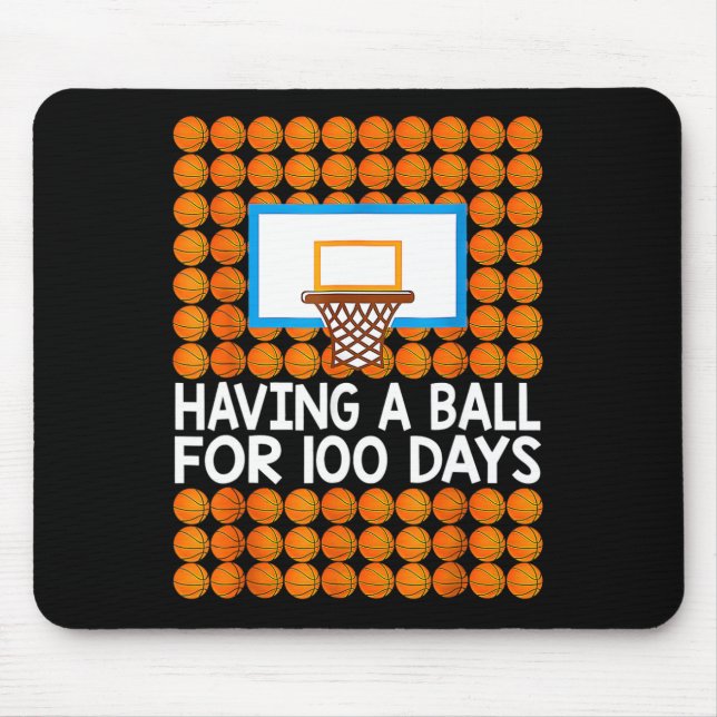 100 Days Of School Basketball 100th Day Balls Gift Mouse Pad (Front)
