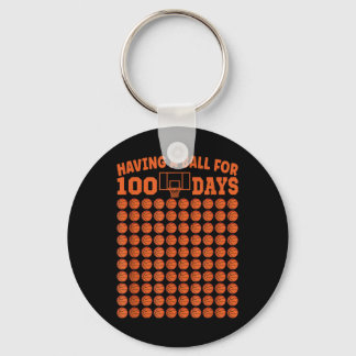 100 Days Of School Basketball 100th Day For Boys  Keychain