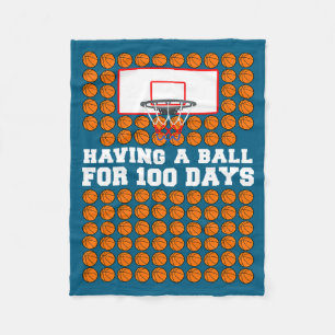 100 Days Of School Basketball 100th Day For Fleece Blanket