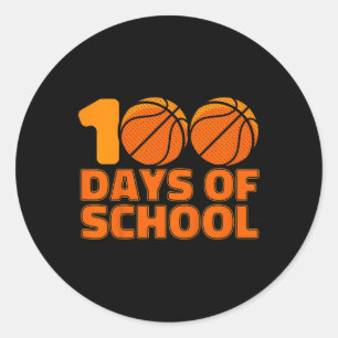 100 Days Of School Basketball 100th Day Of School Classic Round Sticker