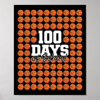 100 Days Of School Basketball 100th Day School Tea Poster