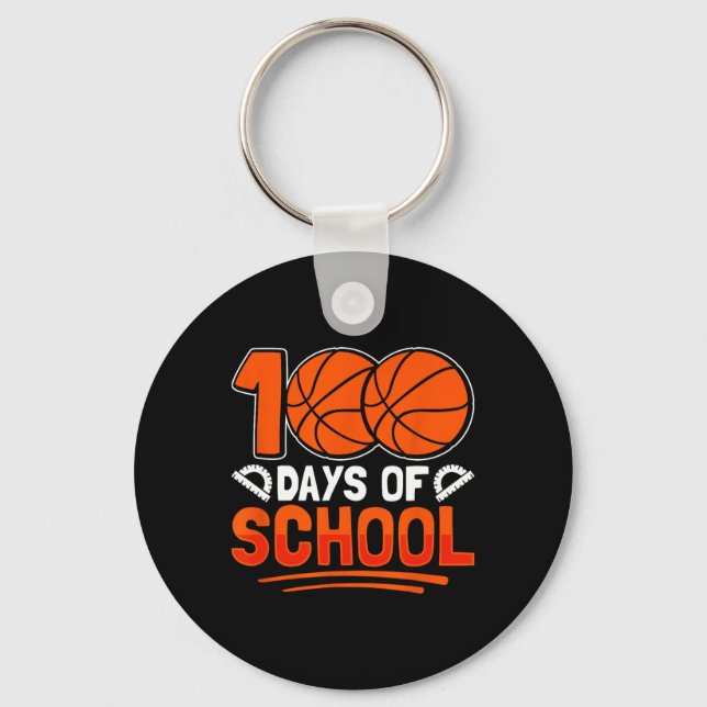 100 Days Of School Basketball For Students Coach P Keychain (Front)