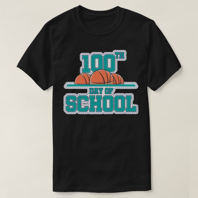 100 Days Of School Basketball T-Shirt (Design Front)