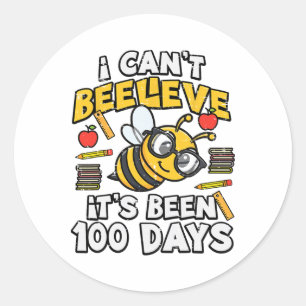 100 Days Of School Bee Funny 100th Day Teacher Wom Classic Round Sticker