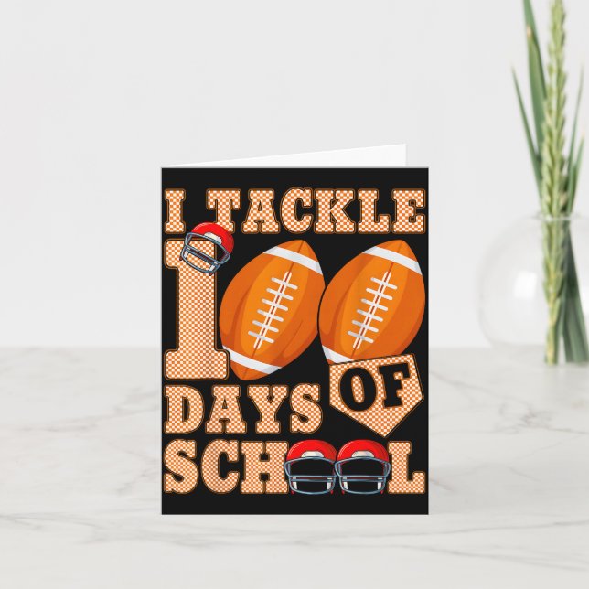 100 Days Of School Boys 100th Day Of School Footba Card (Front)