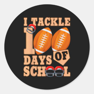 100 Days Of School Boys 100th Day Of School Footba Classic Round Sticker