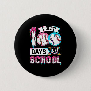 100 Days Of School Boys Baseball Drip 100th Day Ki 2 Inch Round Button