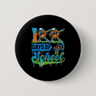 100 Days Of School Boys Basketball Drip 100th Day  2 Inch Round Button