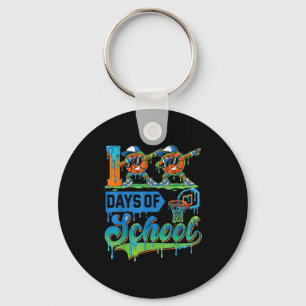 100 Days Of School Boys Basketball Drip 100th Day Keychain