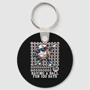 100 Days Of School Boys Dabbing Baseball 100th Day Keychain