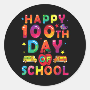 100 Days Of School Boys Girls Happy 100 Days Of Sc Classic Round Sticker
