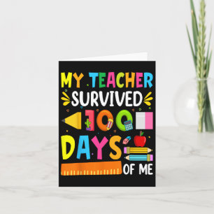 100 Days Of School Boys Girls Kids Teacher Gift Fu Card
