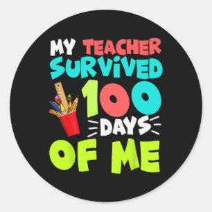 100 Days Of School Boys Girls Kids Teacher Gift Fu Classic Round Sticker