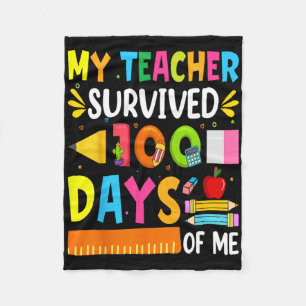 100 Days Of School Boys Girls Kids Teacher Gift Fu Fleece Blanket