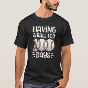 100 Days Of School Boys Having A Ball Baseball Tea T-Shirt