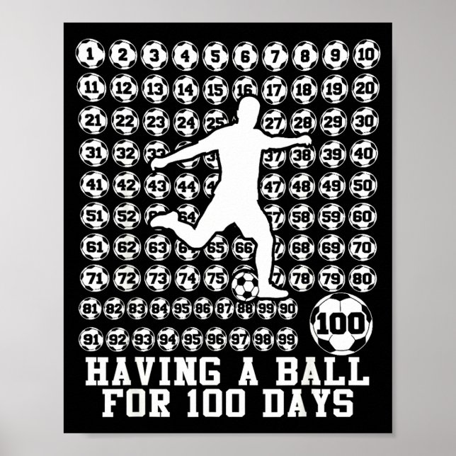 100 Days Of School Boys Soccer 100th Day Of School Poster (Front)
