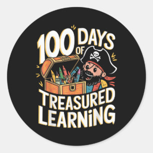 100 Days Of School Boys Teacher 100th Day Pirate O Classic Round Sticker