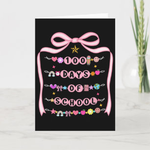 100 Days Of School Bracelets Coquette Bow Teacher Card