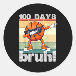 100 Days Of School Bruh Funny Kids Boys Dabbing Ba Classic Round Sticker
