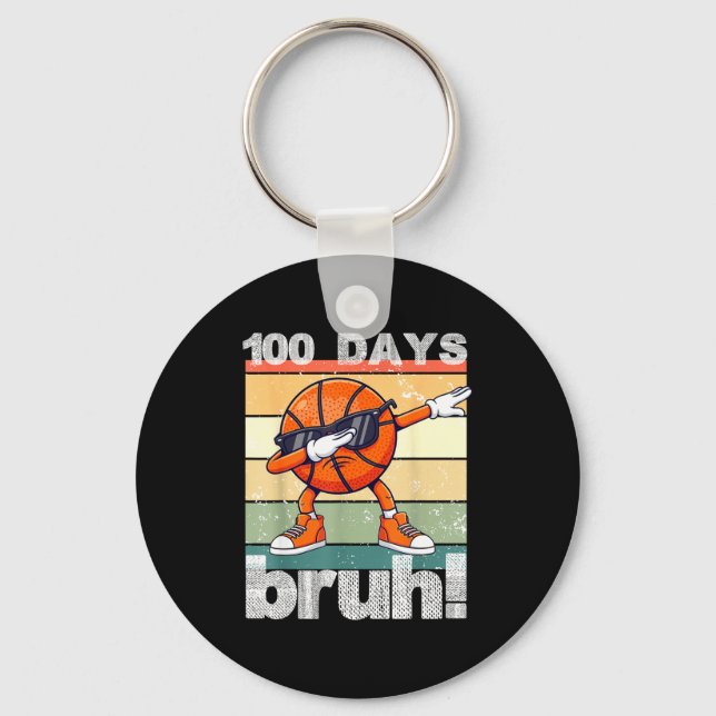 100 Days Of School Bruh Funny Kids Boys Dabbing Ba Keychain (Front)
