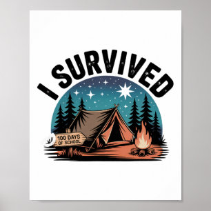 100 Days Of School Byrely Survived Funny Kids Teac Poster