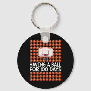 100 Days Of School Bysketbyll For Boys Girls Kids Keychain