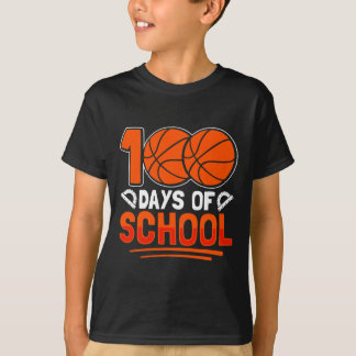 100 Days Of School Bysketbyll For Students Coach P T-Shirt