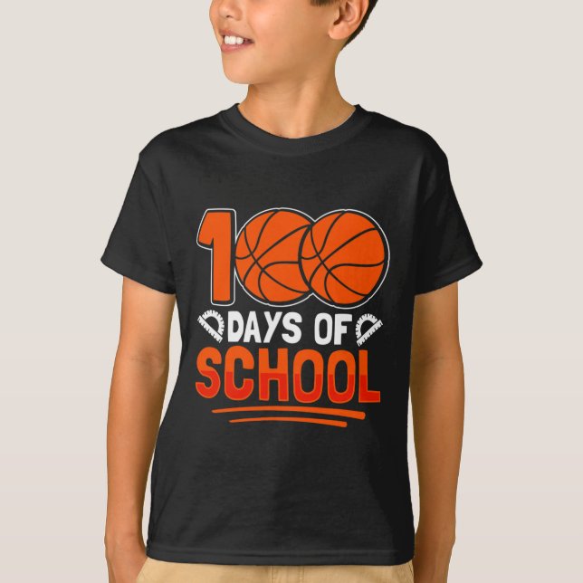 100 Days Of School Bysketbyll For Students Coach P T-Shirt (Front)