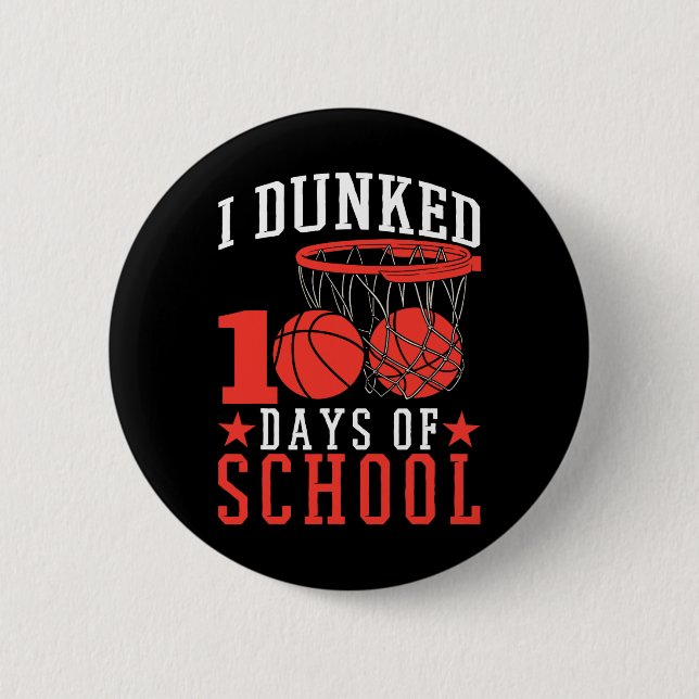 100 Days Of School Bysketbyll Kids  2 Inch Round Button (Front)