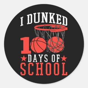 100 Days Of School Bysketbyll Kids  Classic Round Sticker